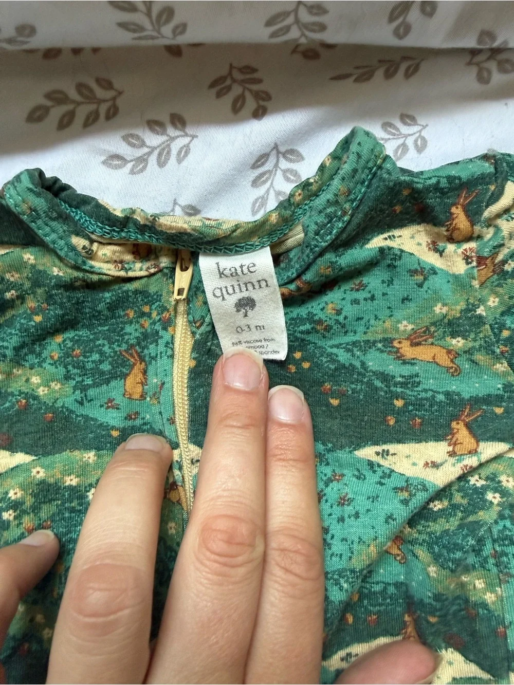 kate quinn Forest Green Fox and Trees Footed One-Piece
